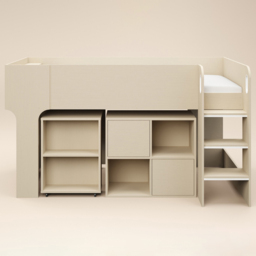 Flair Leo Scandi Light Oak Mid Sleeper Bed with Desk and Storage - thumbnail 3