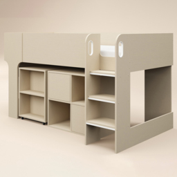 Flair Leo Scandi Light Oak Mid Sleeper Bed with Desk and Storage - thumbnail 2