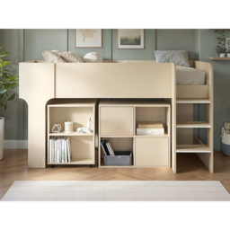 Flair Leo Scandi Light Oak Mid Sleeper Bed with Desk and Storage - thumbnail 4