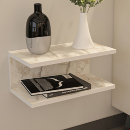 Decorotika Ramira 2 Shelf White Marble Floating Bedside Table
