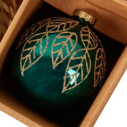 Sleigh Bells Glass Emerald and Gold Christmas Bauble 12 Pack - thumbnail 4