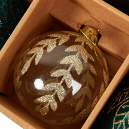 Sleigh Bells Glass Emerald and Gold Christmas Bauble 12 Pack - thumbnail 3