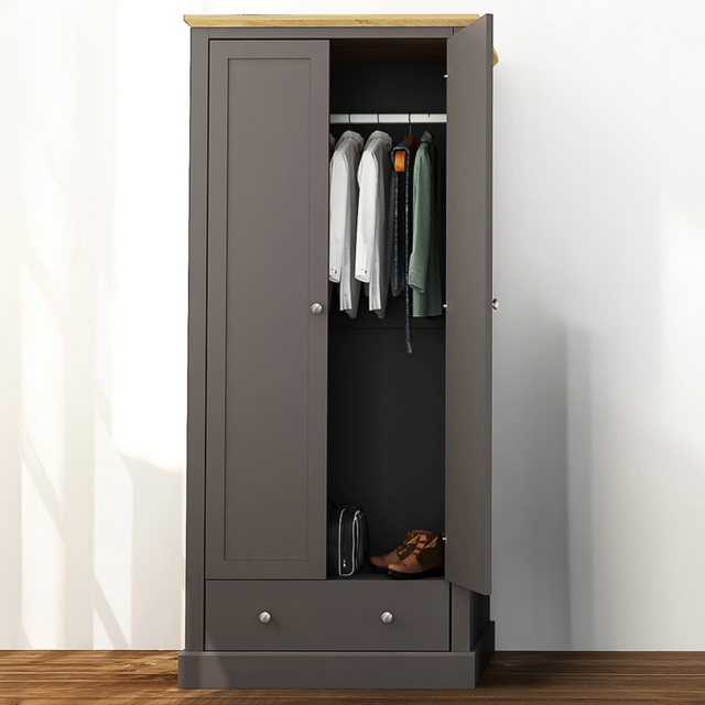Devon 2 Door Charcoal Wardrobe - image 1
