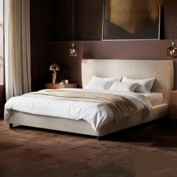 Solace+Co Luciana Double Cream Chenille Upholstered Platform Bed Frame - thumbnail 1