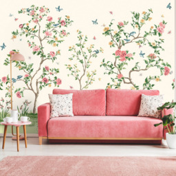 Origin Murals Oriental Flower Tree Cream Wall Mural