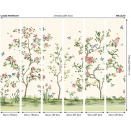 Origin Murals Oriental Flower Tree Cream Wall Mural - thumbnail 3