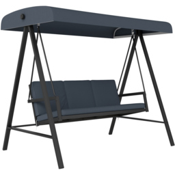 Outsunny 3 Seater Dark Grey Garden Swing Chair with Adjustable Canopy - thumbnail 2