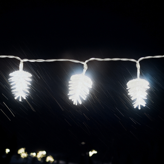 100 LED White Pinecone Christmas String Light 149cm - image 1