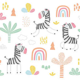 Origin Murals Dancing Zebras White Wall Mural - thumbnail 2