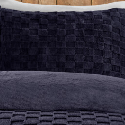 Dakota Checkerboard Fleece Duvet Set Navy King - thumbnail 2