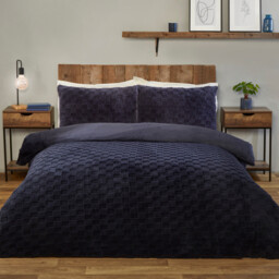Dakota Checkerboard Fleece Duvet Set Navy King