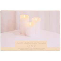 Set of 3 Suede LED Scented Candles White - thumbnail 3