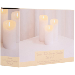 Set of 3 Suede LED Scented Candles White - thumbnail 4