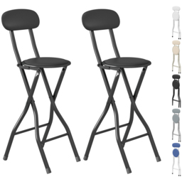Black Padded Folding Breakfast Bar Stool Set of 2 - thumbnail 2