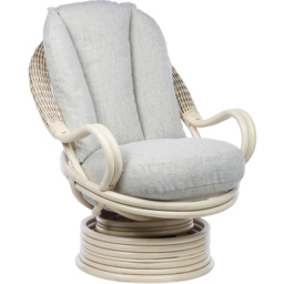 Desser Dijon Natural Rattan Pebble Fabric Swivel Rocker Chair - thumbnail 2