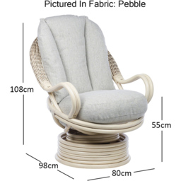 Desser Dijon Natural Rattan Pebble Fabric Swivel Rocker Chair - thumbnail 4