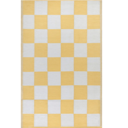 furn. Yellow Checkerboard Recycled Outdoor Rug 120 x 180cm - thumbnail 1