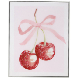 Pink and Red Jewelled Bow Cherries 50 x 40cm Framed Print