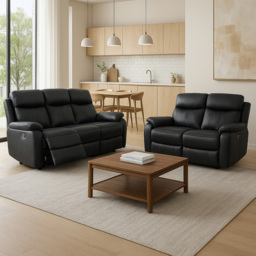 Aspire Kingsmere 5 Seater Black Power Recliner Sofa Set - thumbnail 1