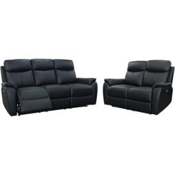 Aspire Kingsmere 5 Seater Black Power Recliner Sofa Set - thumbnail 2