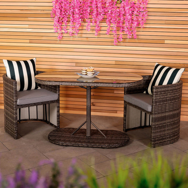 Charles Bentley St Tropez 2 Seater Bistro Set Grey - image 1