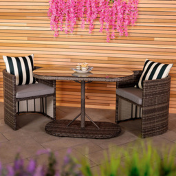 Charles Bentley St Tropez 2 Seater Bistro Set Grey - thumbnail 1