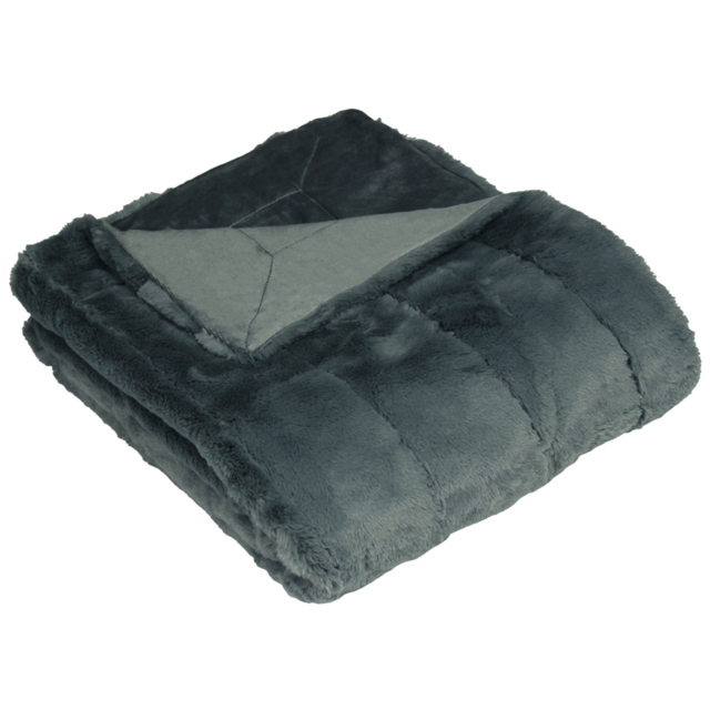 Paoletti Empress Charcoal Large Faux Fur Throw 140 x 200cm - image 1
