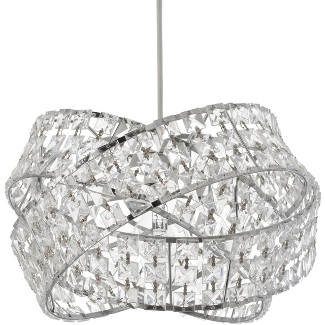 Silver Jewelled Twisted Clear Pendant Light - image 1