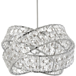 Silver Jewelled Twisted Clear Pendant Light