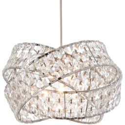 Silver Jewelled Twisted Clear Pendant Light - thumbnail 3