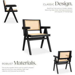 Tectake Lizzy Set of 6 Black Rattan Dining Chair - thumbnail 3