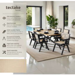Tectake Lizzy Set of 6 Black Rattan Dining Chair - thumbnail 2