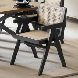 Tectake Lizzy Set of 6 Black Rattan Dining Chair