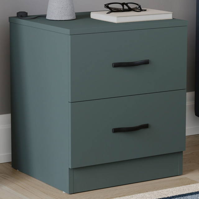 Vida Designs Riano Jasper Green 2 Drawer Bedside Table - image 1