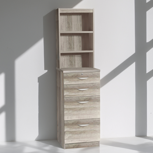 R White Cabinets Grey 4 Drawer 3 Shelf Filing Cabinet with Hutch - image 1