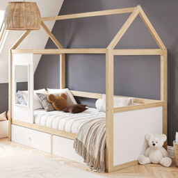 Flair Ted Wooden White Play House Bed Frame with Storage - thumbnail 1