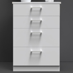 Crowndale Devon 4 Drawer Grey Matt Deep Chest of Drawers - thumbnail 1