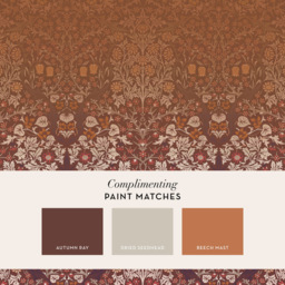 William Morris Blackthorn Red Mural - thumbnail 2