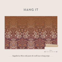 William Morris Blackthorn Red Mural - thumbnail 4