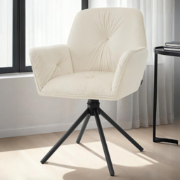 tectake Lenia Cream Black Padded Swivel Chair Set of 6