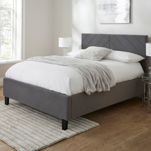 GFW Thea King Size Grey Velvet End Lift Ottoman Bed - image 1