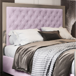 Maddison Pink King Size Velvet Upholstered Metal Bed Frame with Padded Headboard - thumbnail 3