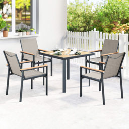 Outsunny Khaki 4 Seater Garden Dining Set