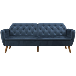 Novogratz Tallulah 3 Seater Blue Velvet Memory Foam Futon - thumbnail 3