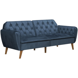 Novogratz Tallulah 3 Seater Blue Velvet Memory Foam Futon - thumbnail 2