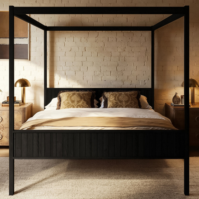 Flair Maddy Black Super King Size 4 Poster Bed - image 1
