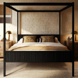 Flair Maddy Black Super King Size 4 Poster Bed - thumbnail 1