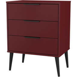 Crowndale Hong Kong 3 Drawer Matt Red and Black Midi Chest of Drawers Ready Assembled - thumbnail 2