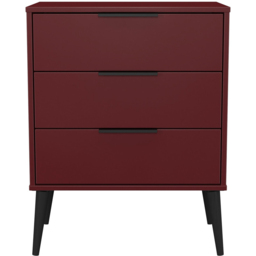 Crowndale Hong Kong 3 Drawer Matt Red and Black Midi Chest of Drawers Ready Assembled - thumbnail 3