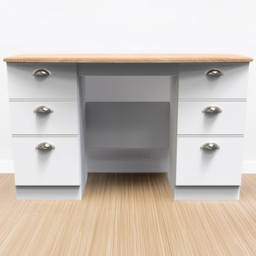 Crowndale Victoria White Ash and Oak 6 Drawer Vanity Desk